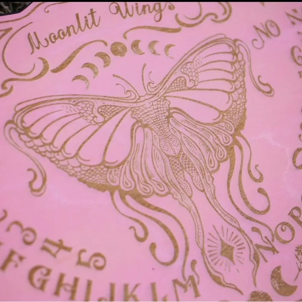 Moonlit Wings Handcrafted Pink and Gold Art Nouveau Spirit Board